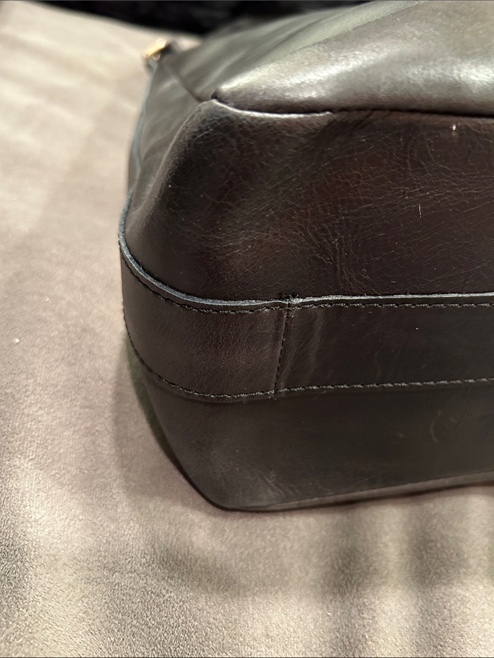 ABLE Black Genuine Leather Hobo Bag Shoulder Purse Adjustable Strap Zip Closure - Picture 7 of 12